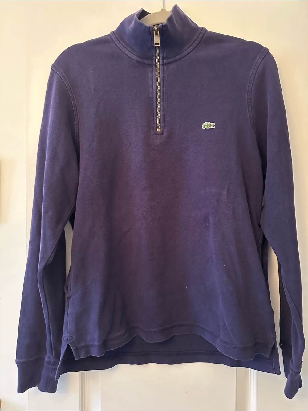 Lacoste Mens Long Sleeve Quarter Zip Cotton Sweatshirt Size 3 (Small)